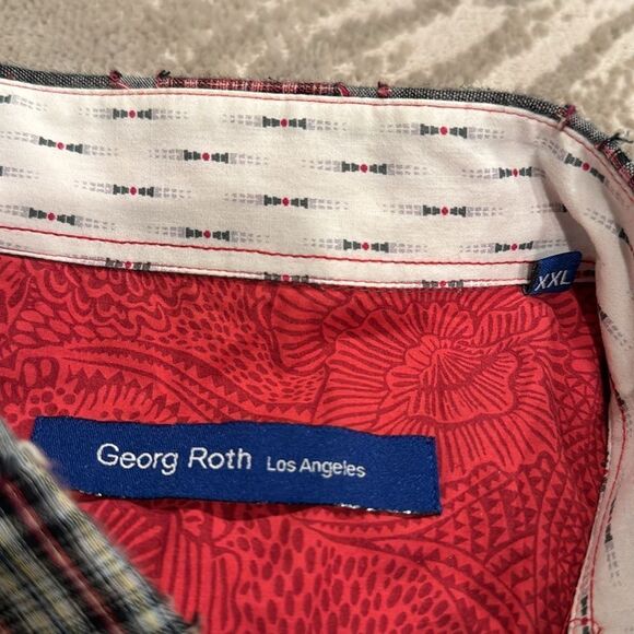 georg roth LA amazing patch work pearl snap button shirt size XXL grey - Picture 4 of 11